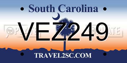 VEZ249 South Carolina License Plate