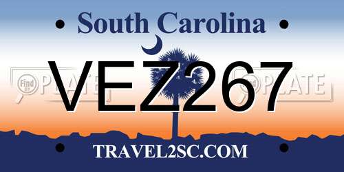 VEZ267 South Carolina License Plate
