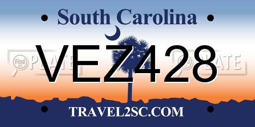 VEZ428 South Carolina License Plate