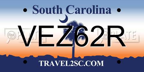 VEZ62R South Carolina License Plate
