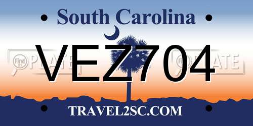 VEZ704 South Carolina License Plate