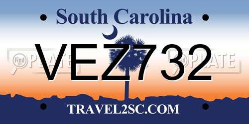 VEZ732 South Carolina License Plate