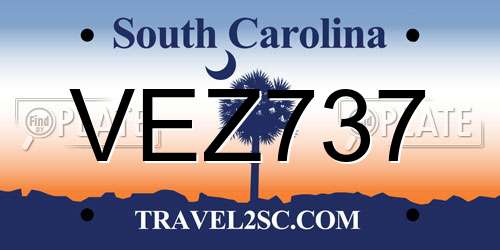 VEZ737 South Carolina License Plate