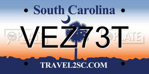 VEZ73T South Carolina License Plate