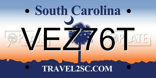 VEZ76T South Carolina License Plate