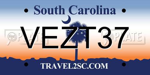 VEZT37 South Carolina License Plate