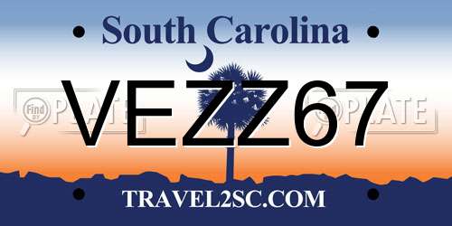 VEZZ67 South Carolina License Plate