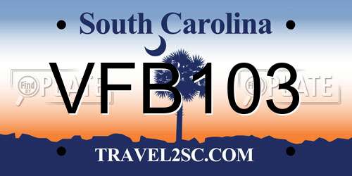 VFB103 South Carolina License Plate