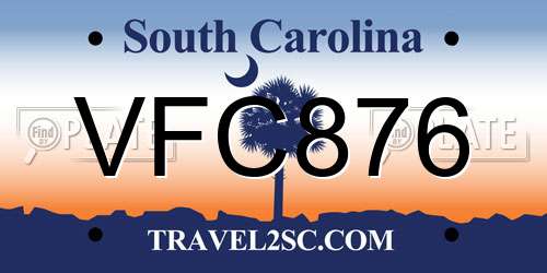 VFC876 South Carolina License Plate