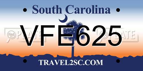 VFE625 South Carolina License Plate