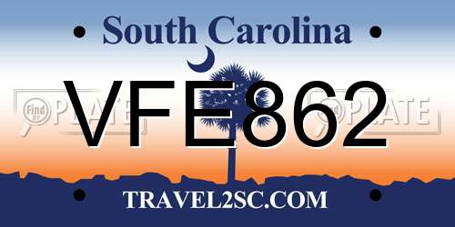 VFE862 South Carolina License Plate