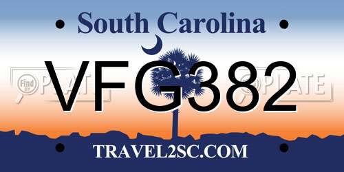 VFG382 South Carolina License Plate
