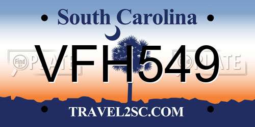 VFH549 South Carolina License Plate