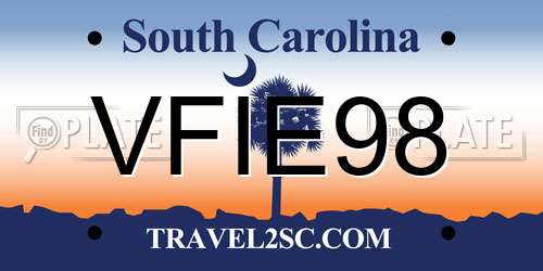 VFIE98 South Carolina License Plate