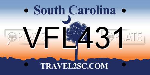 VFL431 South Carolina License Plate