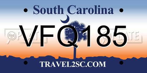 VFQ185 South Carolina License Plate