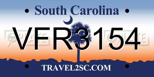 VFR3154 South Carolina License Plate