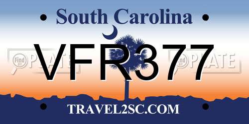VFR377 South Carolina License Plate