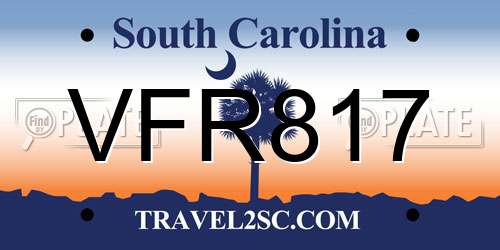 VFR817 South Carolina License Plate