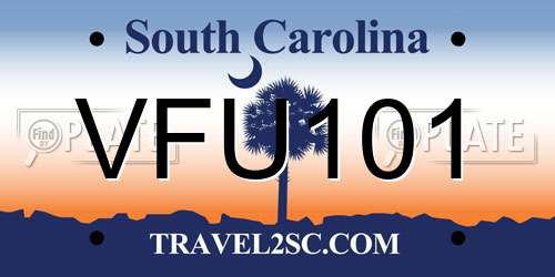 VFU101 South Carolina License Plate