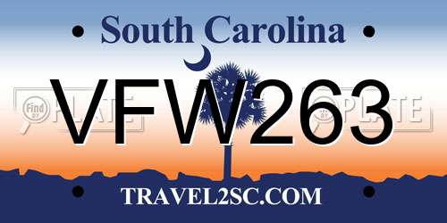 VFW263 South Carolina License Plate