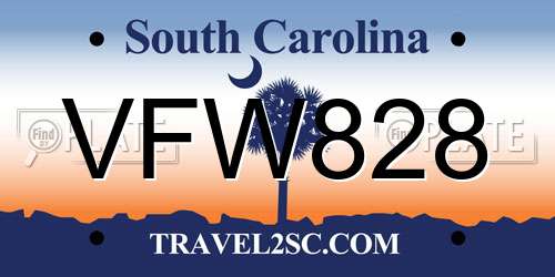 VFW828 South Carolina License Plate