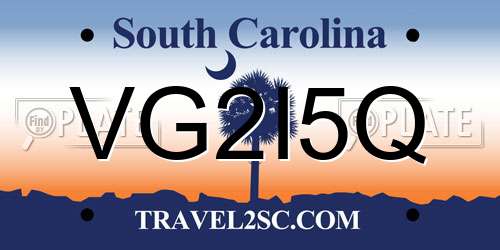 VG2I5Q South Carolina License Plate