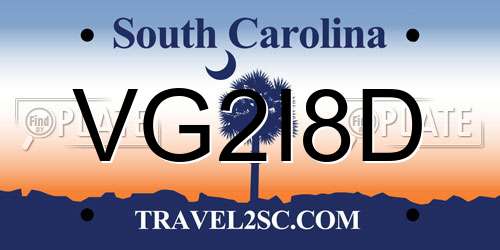 VG2I8D South Carolina License Plate