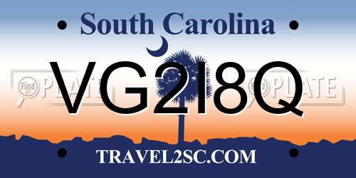 VG2I8Q South Carolina License Plate