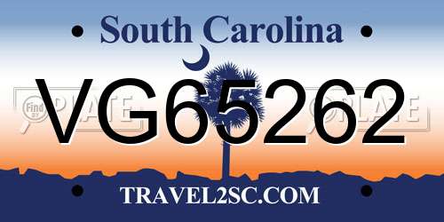 VG65262 South Carolina License Plate