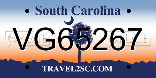 VG65267 South Carolina License Plate