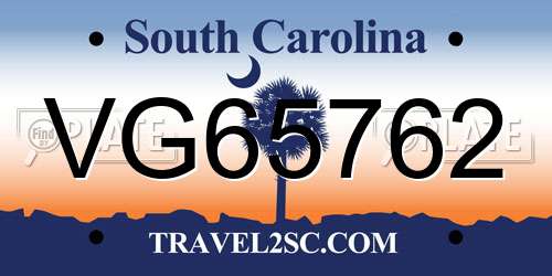 VG65762 South Carolina License Plate