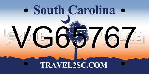VG65767 South Carolina License Plate