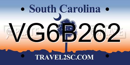 VG6B262 South Carolina License Plate