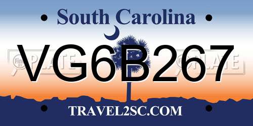 VG6B267 South Carolina License Plate