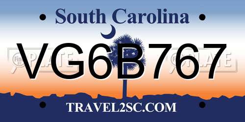 VG6B767 South Carolina License Plate