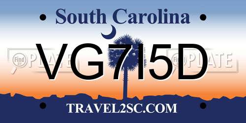 VG7I5D South Carolina License Plate