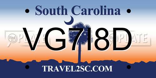VG7I8D South Carolina License Plate