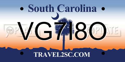 VG7I8O South Carolina License Plate
