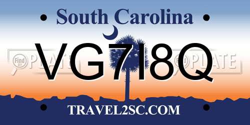 VG7I8Q South Carolina License Plate