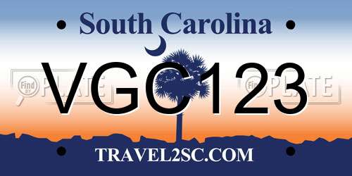 VGC123 South Carolina License Plate