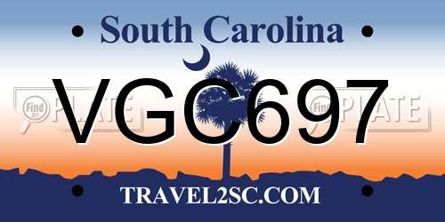 VGC697 South Carolina License Plate