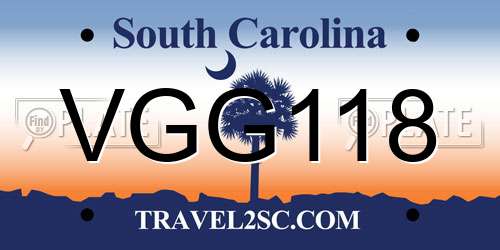 VGG118 South Carolina License Plate