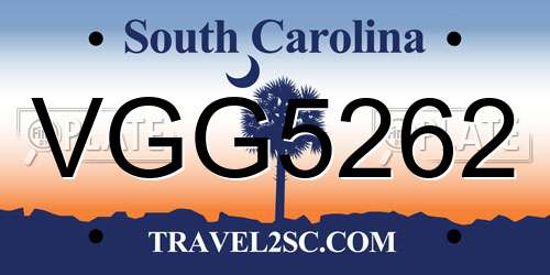 VGG5262 South Carolina License Plate