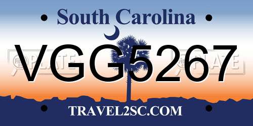 VGG5267 South Carolina License Plate