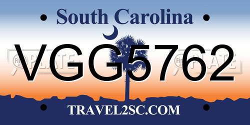 VGG5762 South Carolina License Plate