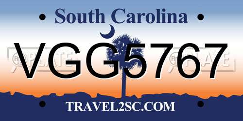 VGG5767 South Carolina License Plate