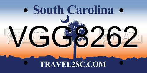 VGG8262 South Carolina License Plate
