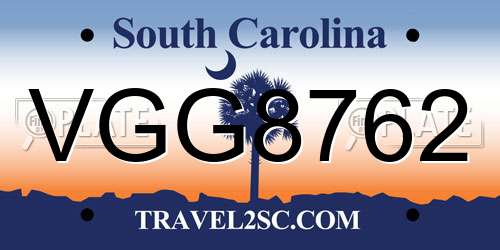 VGG8762 South Carolina License Plate