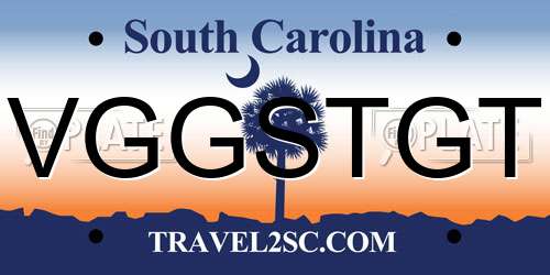 VGGSTGT South Carolina License Plate